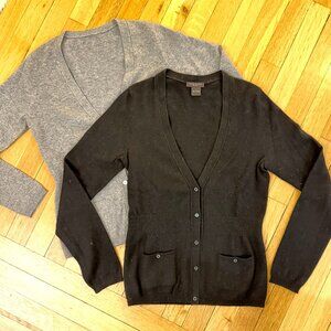 HENRI BENDEL Cashmere V-Neck Cardigan | Black & Grey | Buy both or separate